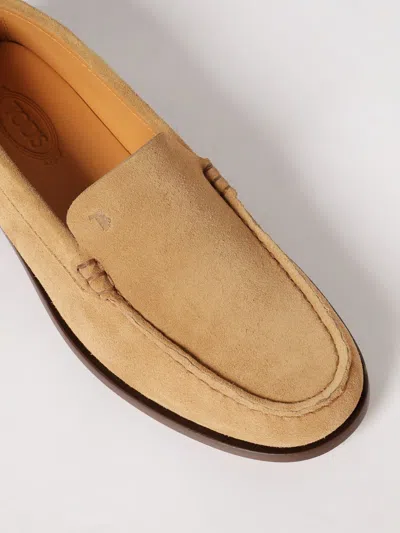 Tod's Beige Loafers With Embossed Logo And Stud Details On The Back In Leather Woman In Brown