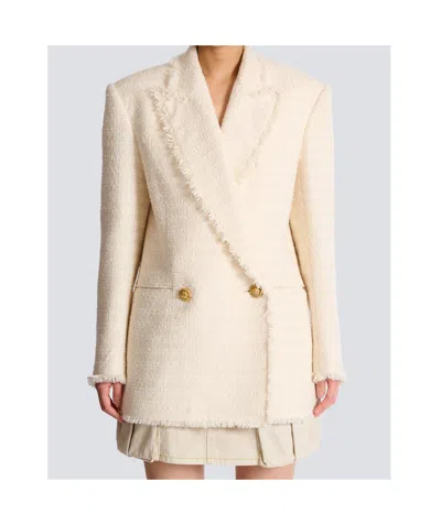 Balmain 2-button Tweed Jacket In Neutral