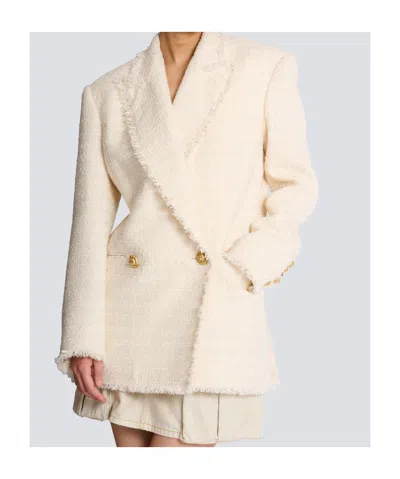 Balmain 2-button Tweed Jacket In Neutral
