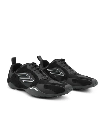 Balenciaga Black Canvas And Corduroy Monday Ultra Sneakers In Black