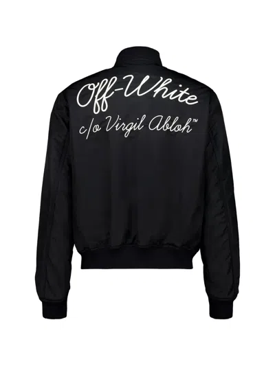 Off-white Logo-embroidered Bomber Jacket In Black