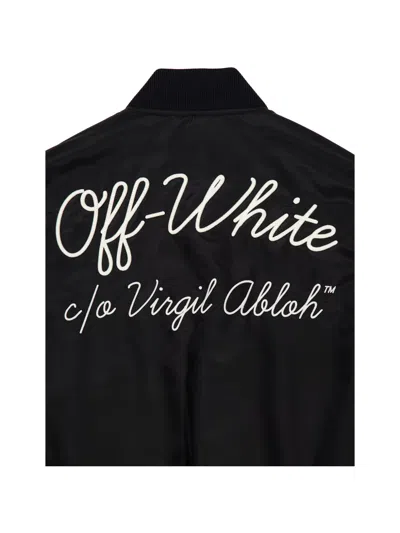 Off-white Logo-embroidered Bomber Jacket In Black
