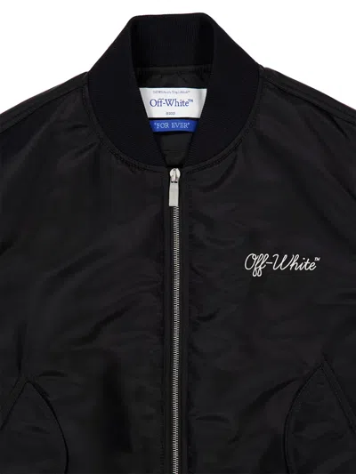 Off-white Logo-embroidered Bomber Jacket In Black