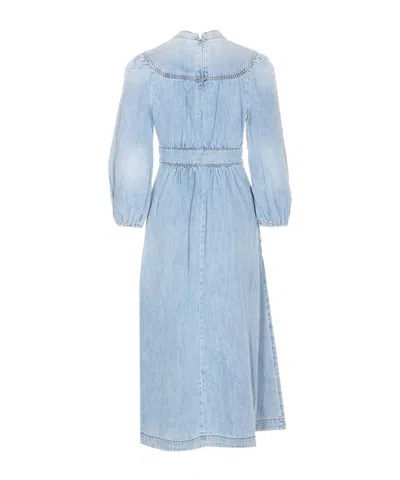 Zimmermann V-neck Flared Denim Midi Dress In Blue