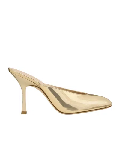 Stuart Weitzman Pointed Toe Metallic Finish Slip On Mules In Animal Print
