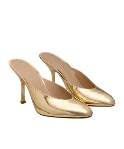 Stuart Weitzman Pointed Toe Metallic Finish Slip On Mules In Animal Print