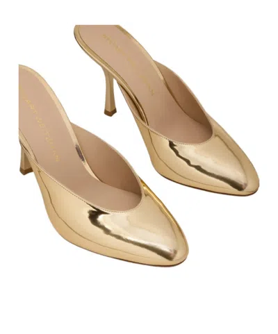 Stuart Weitzman Pointed Toe Metallic Finish Slip On Mules In Animal Print