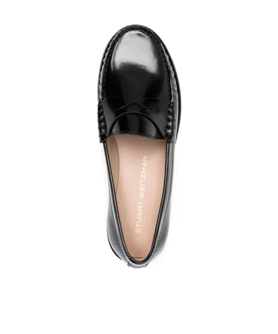 Stuart Weitzman Round Head Loafer Shoes In Black