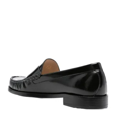 Stuart Weitzman Round Head Loafer Shoes In Black