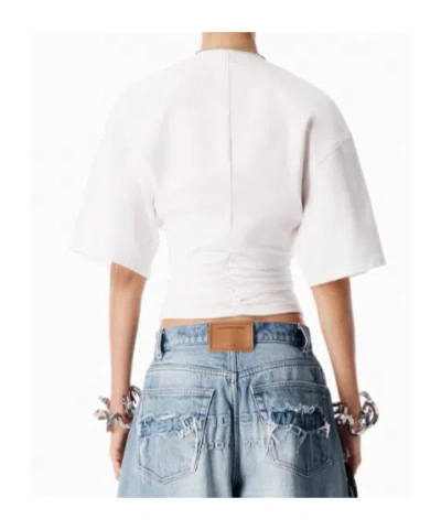 Alexander Wang Gathered T-shirt With Continuous Loop Zipper In White