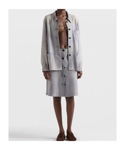 Prada Suede Caban Jacket In Blue