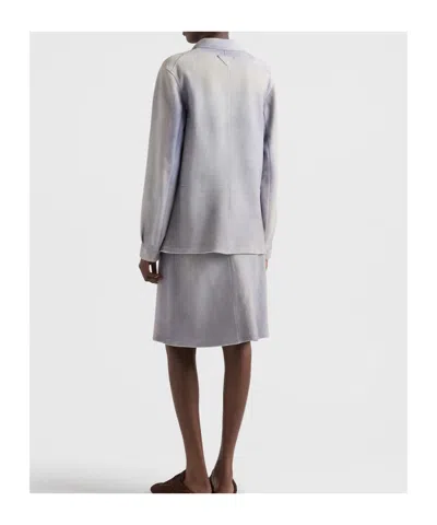 Prada Suede Caban Jacket In Blue