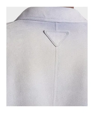 Prada Suede Caban Jacket In Blue