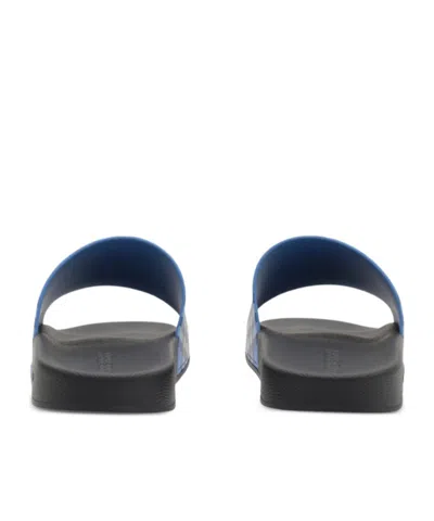 Burberry Check Pattern Flat Sole Slide Sandals In Blue