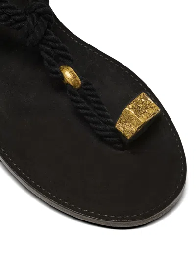 Balmain Flat Tie Sandals In Black