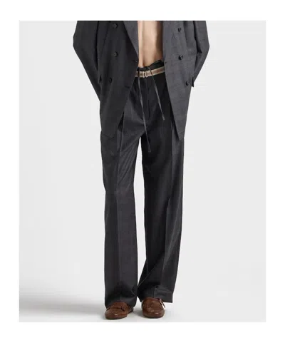 Prada Pleated Wool Drawstring Trousers In Black