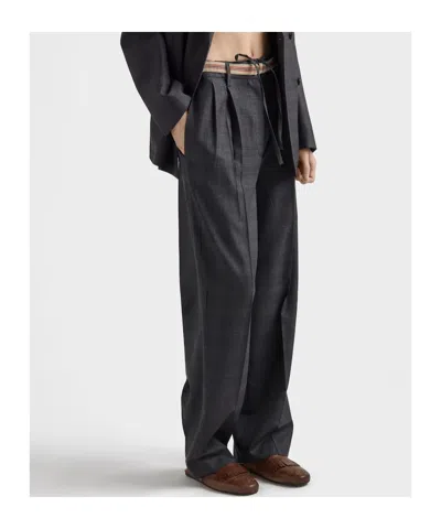 Prada Pleated Wool Drawstring Trousers In Black
