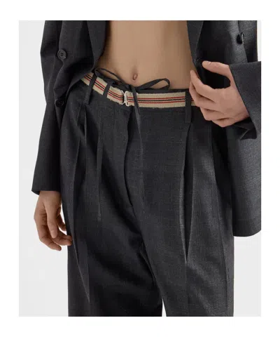 Prada Pleated Wool Drawstring Trousers In Black