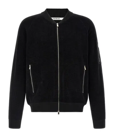 Tatras Gavrio Bomber Jacket Textured Fabric Ribbed Cuffs In Black