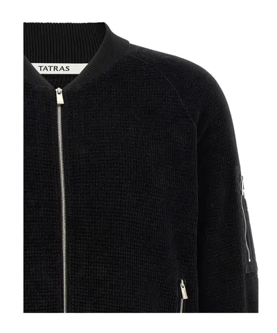 Tatras Gavrio Bomber Jacket Textured Fabric Ribbed Cuffs In Black