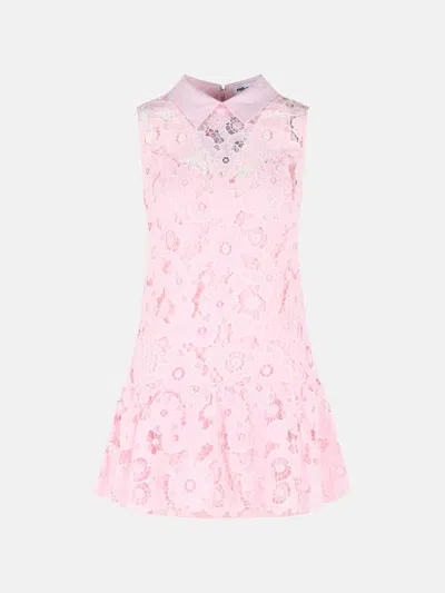 Self-portrait Pink Lace Collared Mini Dress In Multi