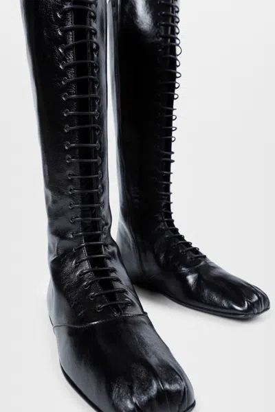 Ann Demeulemeester Ysha Boots In Semi-shiny Leather In Black