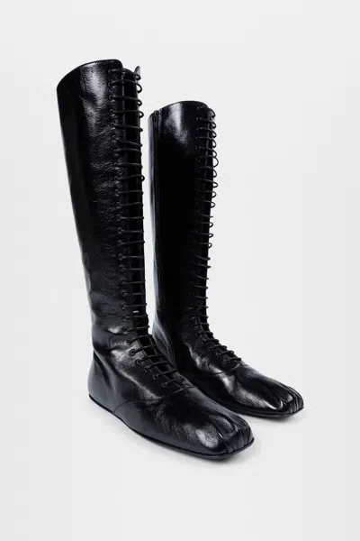 Ann Demeulemeester Ysha Boots In Semi-shiny Leather In Black