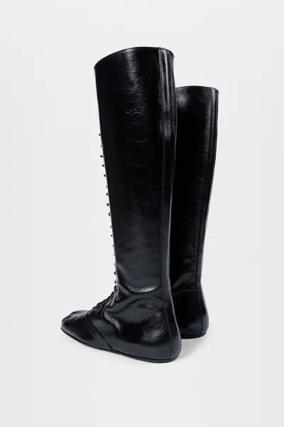 Ann Demeulemeester Ysha Boots In Semi-shiny Leather In Black