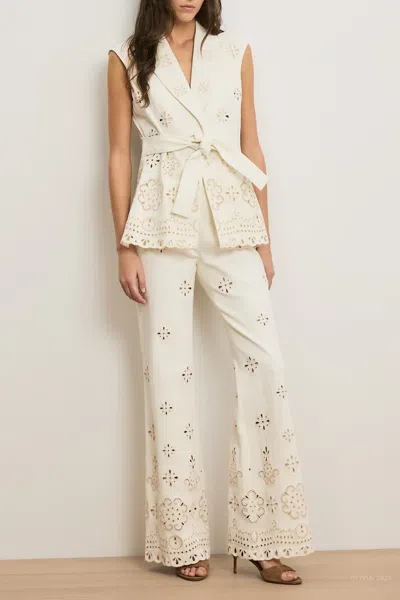 Veronica Beard Townes Eyelet Cotton Twill Vest In White
