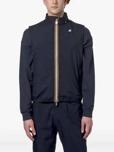 K-way Valen Stretch Dot Zip-fastening Sleeveless Vest In Blue