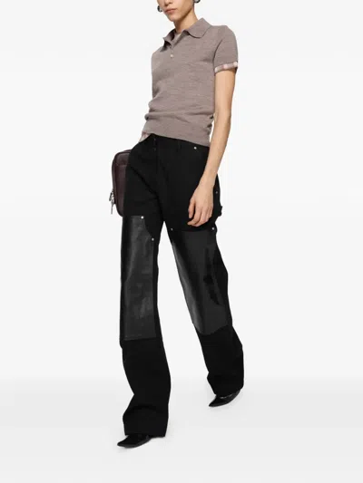 Acne Studios Leather-patch Trousers In Black