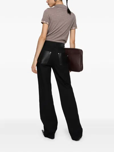 Acne Studios Leather-patch Trousers In Black