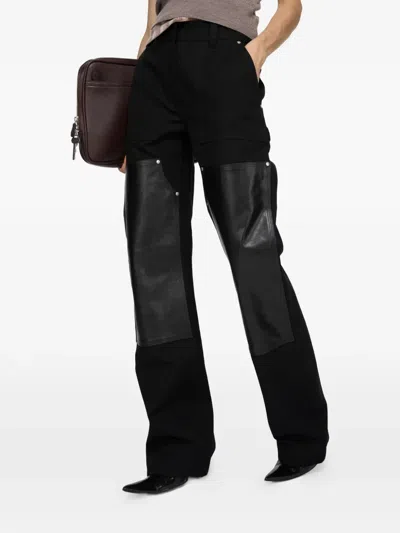 Acne Studios Leather-patch Trousers In Black