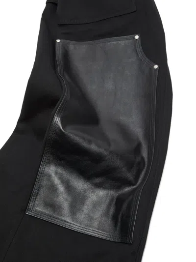 Acne Studios Leather-patch Trousers In Black