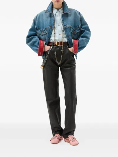 Versace Cuff Collared Jacket In Blue