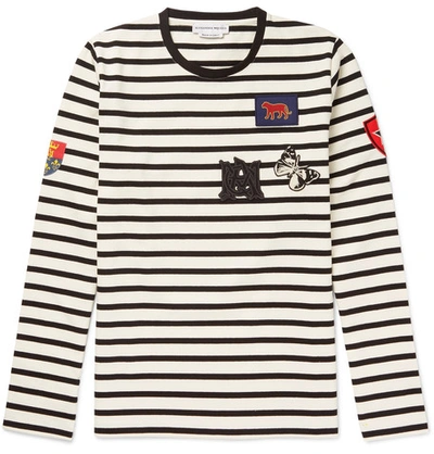 Alexander Mcqueen Slim-fit Appliquéd Striped Cotton-jersey T-shirt