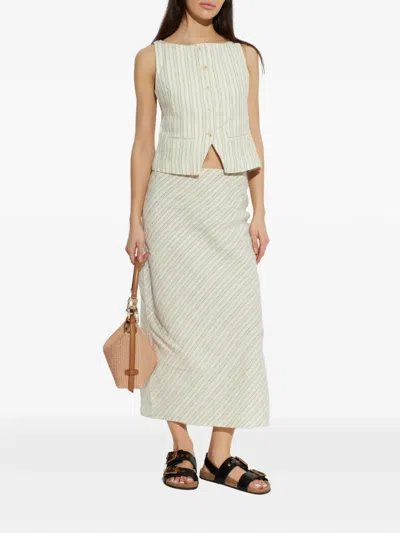 Samsoe & Samsoe Saagneta Striped Maxi Skirt In Neutral