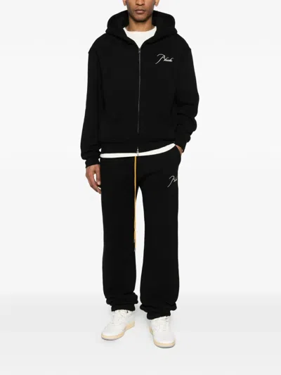 Rhude Drawstring Script Logo Trousers In Black