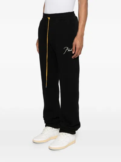 Rhude Drawstring Script Logo Trousers In Black