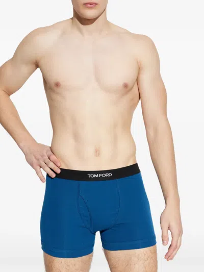 Tom Ford Logo-waistband Boxers In Blue