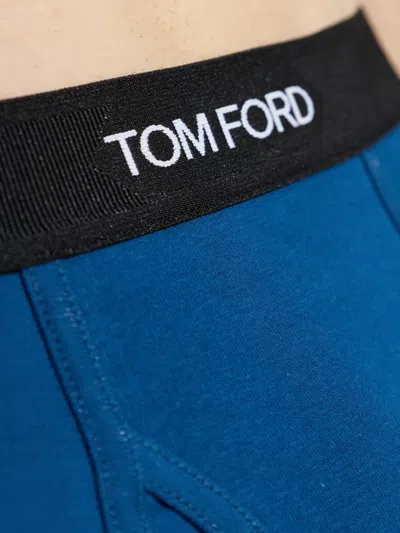 Tom Ford Logo-waistband Boxers In Blue