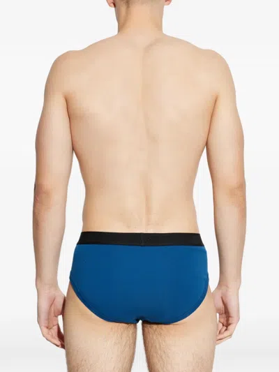 Tom Ford Logo-waistband Briefs In Blue