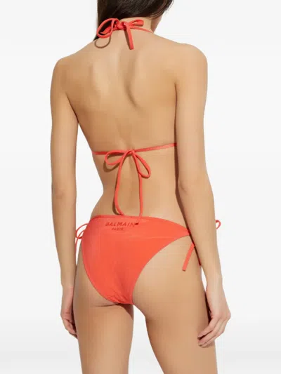 Balmain Tie-side Bikini In Orange