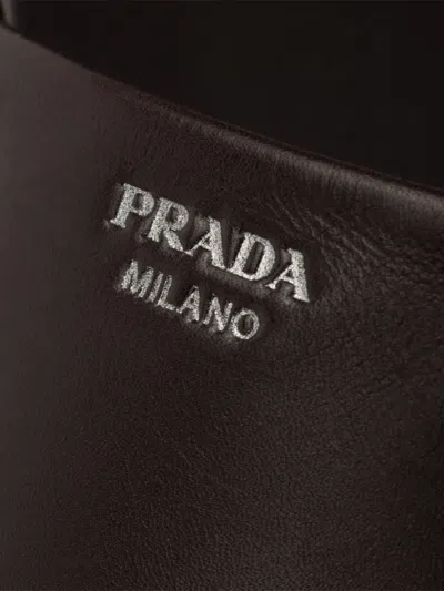Prada Leather Slides In Brown