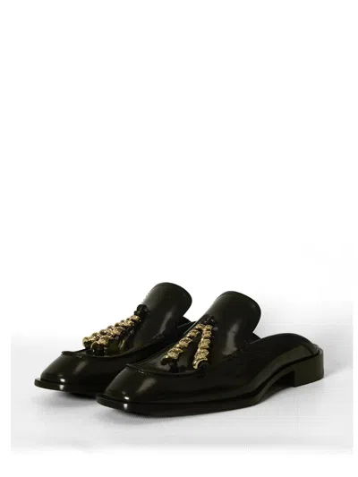 Loewe Black Leather Loafers