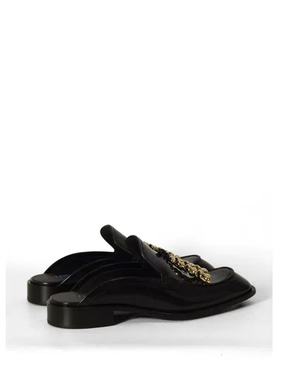 Loewe Black Leather Loafers