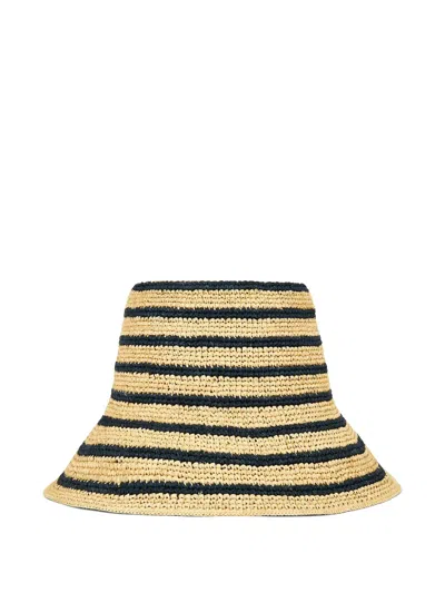 Janessa Leone Harbor Packable Raffia Bucket Hat In Brown