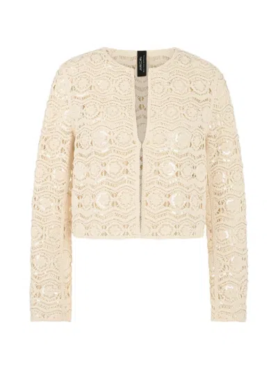 Marccain Openwork Sequin Jacket In Neutral