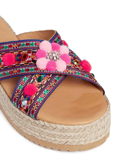Shop Mabu By Maria Bk 'violette' Tribal Embroidered Espadrille Platform Slide Sandals