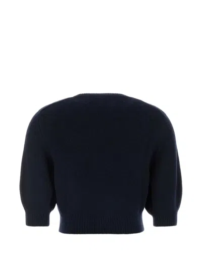 Khaite Lorelai Short Wool And Cashmere Blend Sweater In Blue